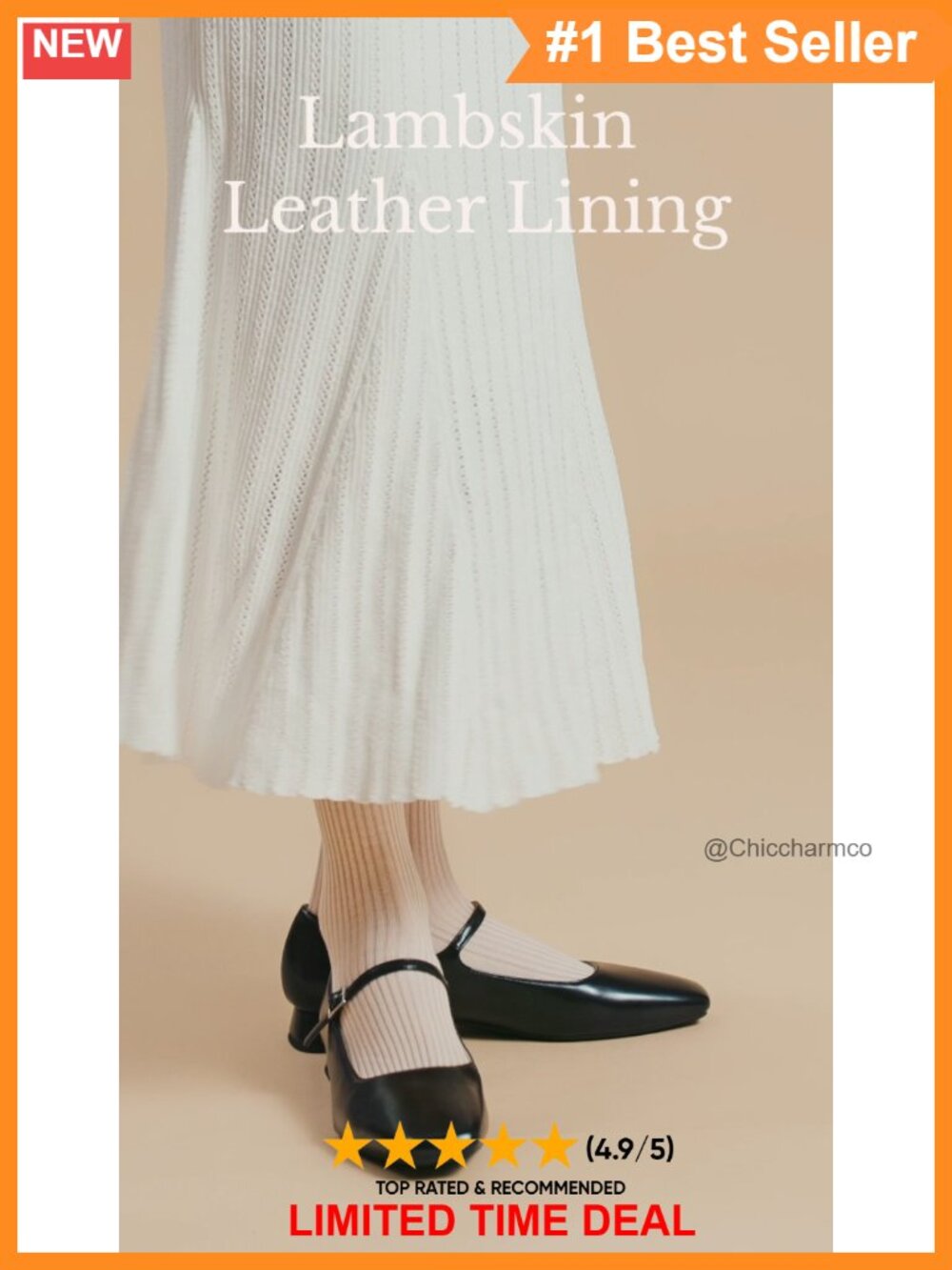 Women's Mary Jane Ballet Flats Soft Leather Memory Foam Comfortable Dressy - Picture 6 of 6